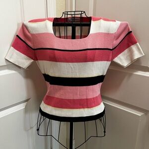 Dress Barn Striped Pink and White Women's Top